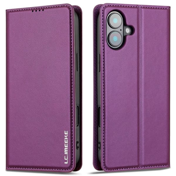 LC.IMEEKE L1 Series iPhone 16 Plus Plånboksfodral Konstläder - Lila