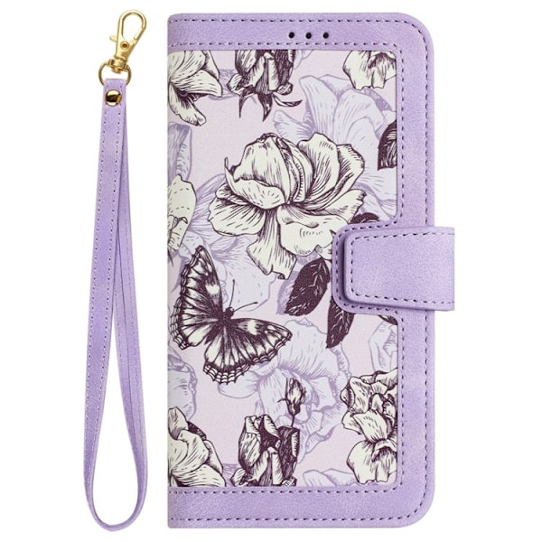iPhone 15 Pro Max Plånboksfodral Flower Pattern - Ljuslila