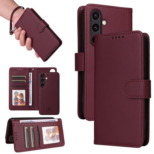 BETOPNICE Samsung Galaxy S24 FE Plånboksfodral Konstläder - Vinröd