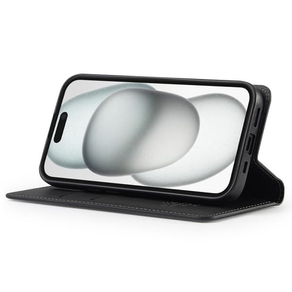 LC.IMEEKE L1 Series iPhone 15 Plus Plånboksfodral Konstläder - Svart