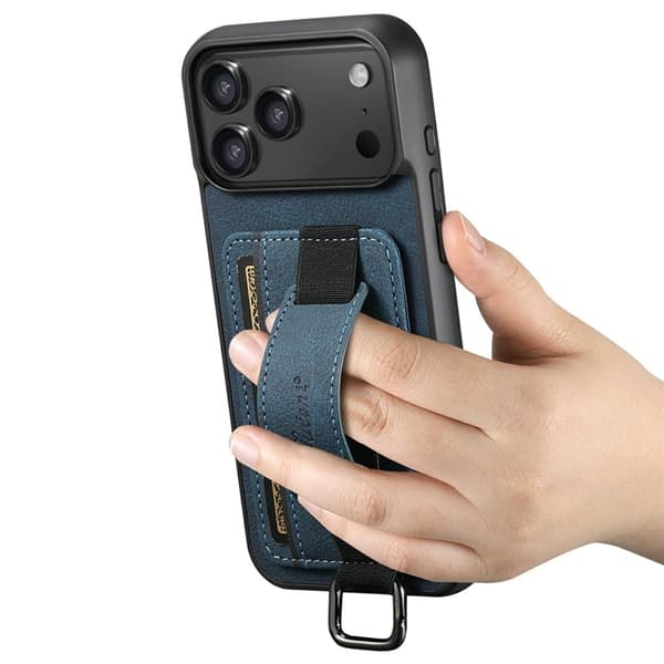 SUTENI Mobilskal till iPhone 17 Pro Max Korthållare Litchi Läder - Blå Blå