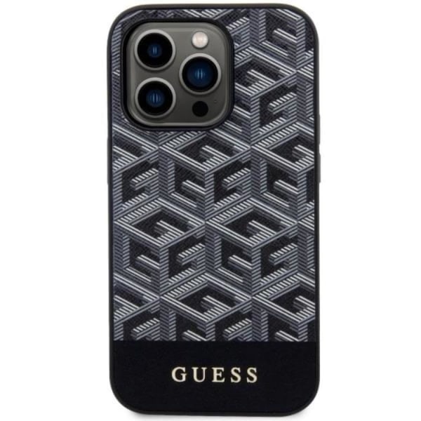 Guess iPhone 14 Pro Mobilskal MagSafe GCube Stripes - Svart