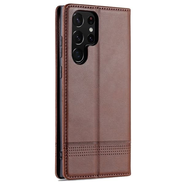 AZNS Samsung Galaxy S22 Ultra Plånboksfodral Konstläder - Brun