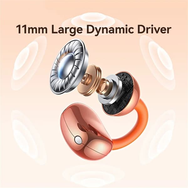 USAMS Clip-On Trådlös Hörlurar Echo R03 Bluetooth 5.0 med 11 mm - Orange