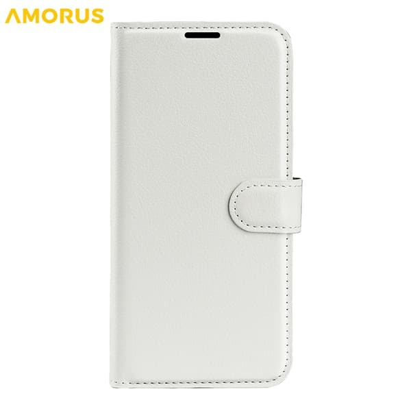 AMORUS iPhone Air Konstläder Plånboksfodral Flipstativ Litchi - Vit Vit