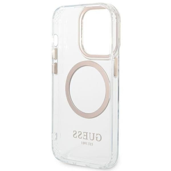 GUESS iPhone 14 Pro Skal Magsafe Metal Outline - Kulta Guld