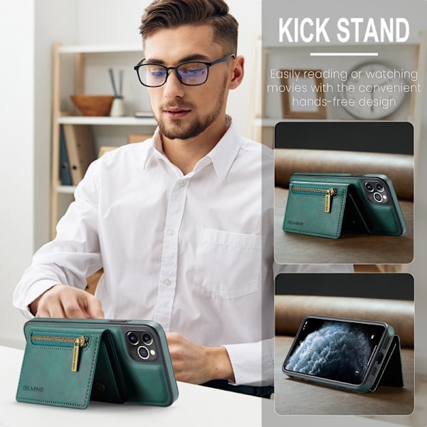 DG.MING M5 Series iPhone 11 Pro Max Plånboksfodral Konstläder Grön
