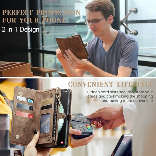 CASEME 008 Plånboksfodral för Samsung Galaxy S23 FE Konstläder - Brun