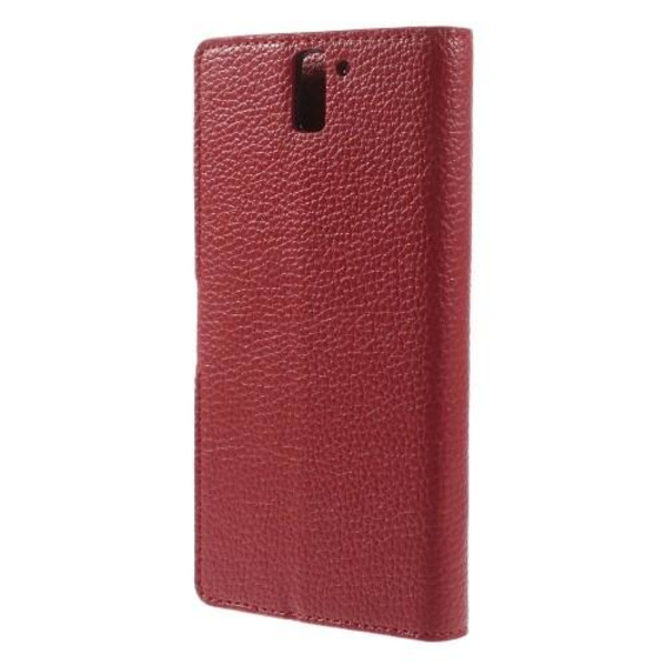 Litchi Wallet Case til OnePlus One (rød) Red