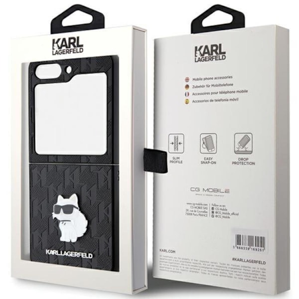 Karl Lagerfeld Galaxy Z Flip 5 Mobilskal Saffiano Monogram Choupette Pin Svart