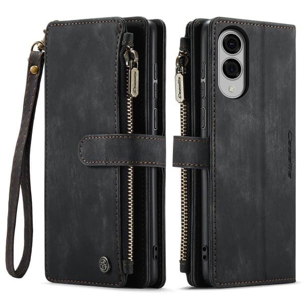 CASEME Konstläder Plånboksfodral för Samsung Galaxy S25 Edge - Svart