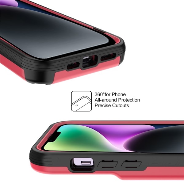 iPhone 14 Skal Korthållare Mirror Kickstand - Röd