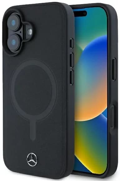 Mercedes Mobilskal till iPhone 16 Plus MagSafe Smooth Läder - Svart Black
