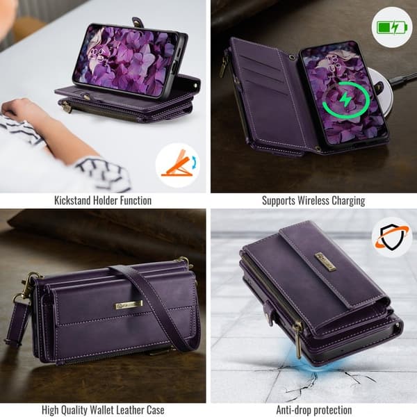 CASEME Konstläder Plånboksfodral för Samsung Galaxy S23 FE - Lila