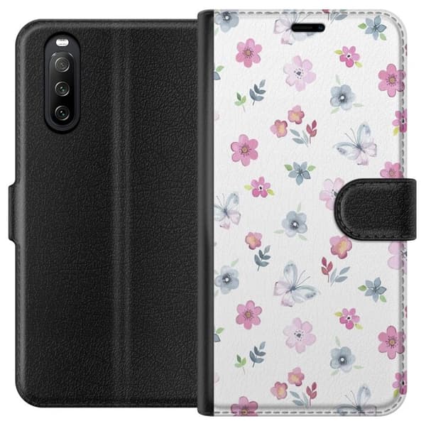 Sony Xperia 10 III Pung Taske med Blomster og Sommerfugle