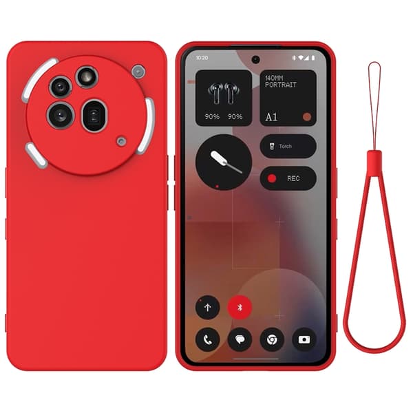 Mobilskal till Nothing Phone (3a) Pro Liquid Silikon med Handrem Röd
