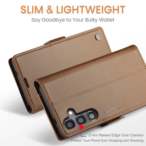 CASEME Plånboksfodral Konstläder för Samsung Galaxy S24 FE - Brun