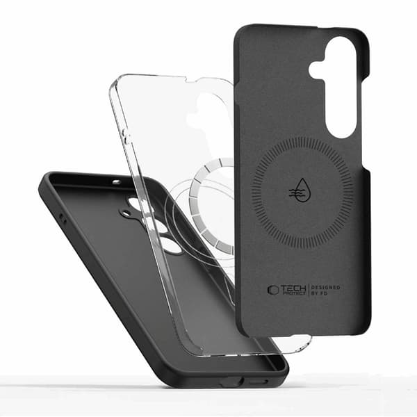 Tech-Protect Telefontaske til Galaxy S25 Edge Magsafe Flydende Silikone - Sort Svart