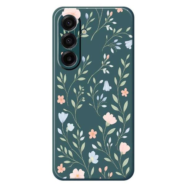 Mobilskal till Galaxy A17 Rosa Blue Flowers Straight Edge - Grön Grön