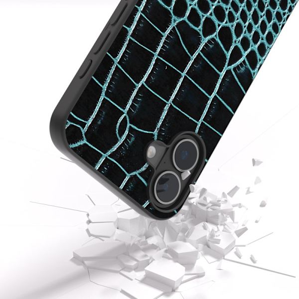 ABEEL Mobilskal till iPhone 16 Plus Äkta Läder Krokodiltextur - Grön