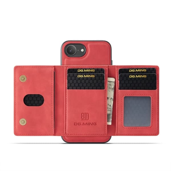 DG.MING M2 Series Mobilskal till iPhone 16e PU + PC + TPU Röd