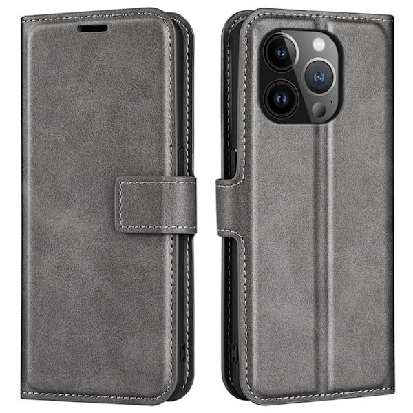 iPhone 15 Pro Max Plånboksfodral Calf Flip Folio - Grå