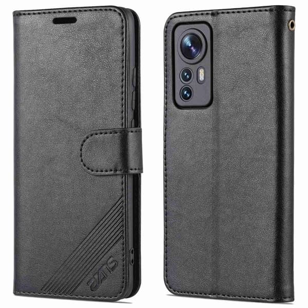 AZNS Xiaomi 12 Lite Plånboksfodral Konstläder - Svart