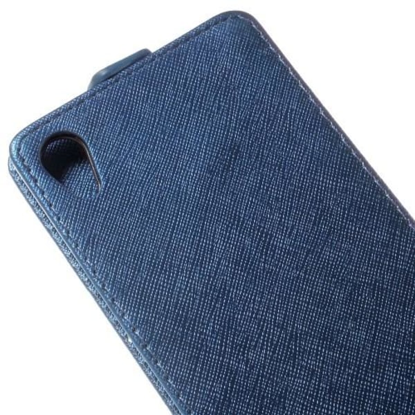 Cross Pattern Flip Case til Sony Xperia Z3 + - Mørkeblå Blue