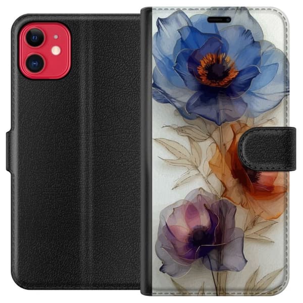 Plånboksfodral till Apple iPhone 11 med Silkesblommor