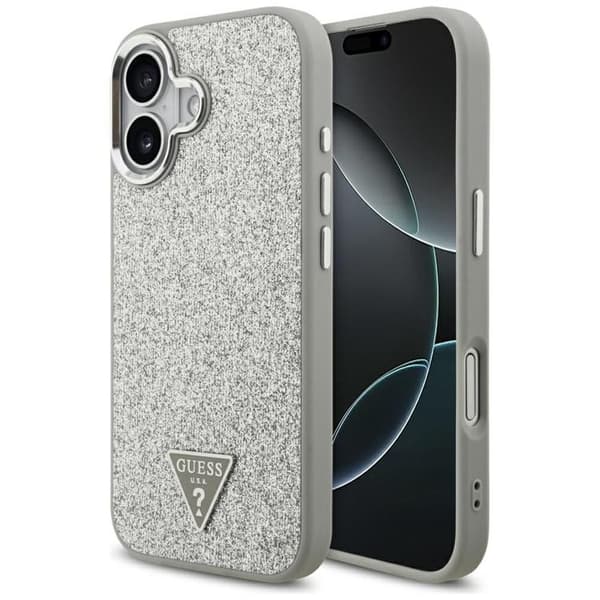 Guess Mobilskal till iPhone 17 MagSafe Glitter Triangle Logo - Silver Silver