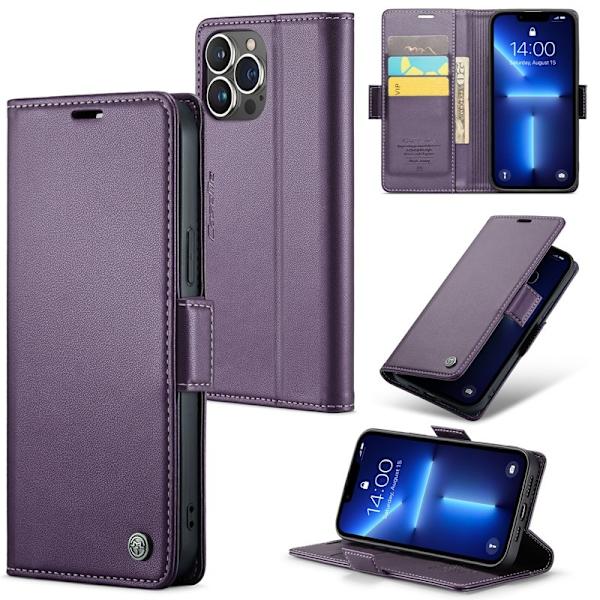 CASEME iPhone 13 Pro Max Plånboksfodral Konstläder RFID-Skydd Lila