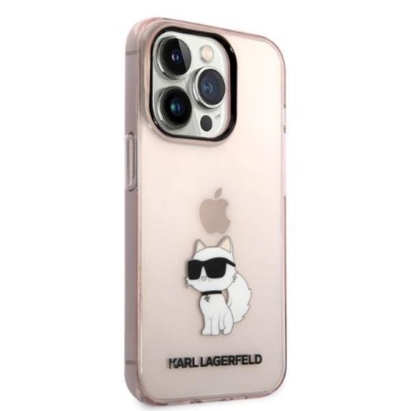 Karl Lagerfeld iPhone 14 Pro -mobiilikotelo Ikonik Choupette - vaaleanpunainen