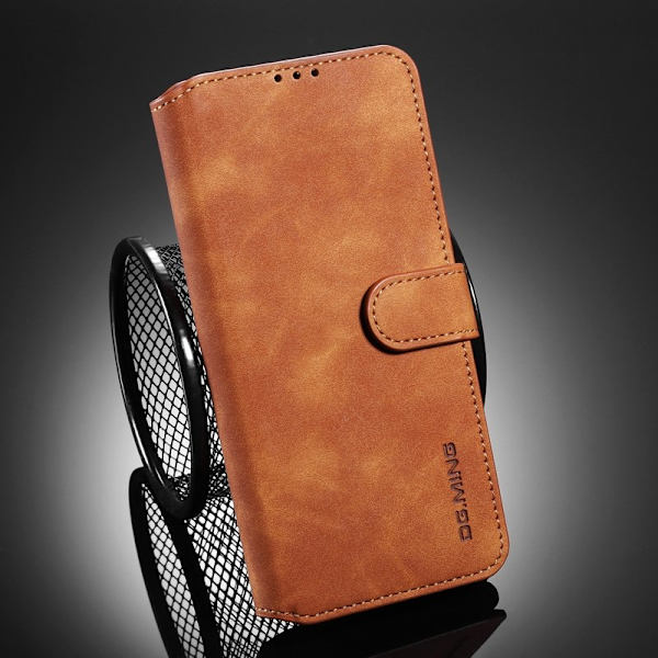 DG.MING Retro Konstläder Plånboksfodral Mobilskal för Samsung Galaxy S20 - Brun