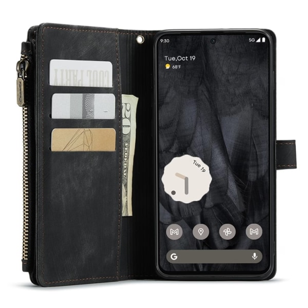 Caseme Google Pixel 8 Pro Wallet Case Lynlås - Sort