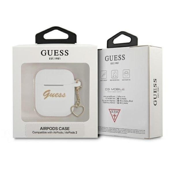 Guess Silicone Heart Charm Collection Skal Airpods - Vit