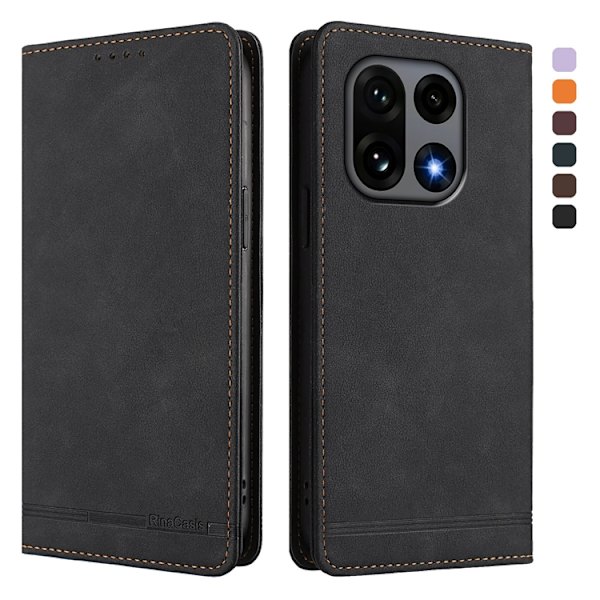 OnePlus 15 Konstläder Plånboksfodral RFID-Skydd Rinacasis Svart