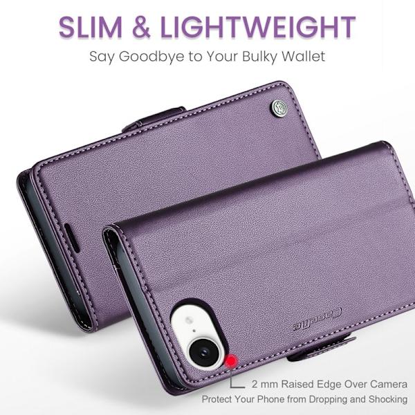 CASEME iPhone 16e Plånboksfodral Konstläder RFID-Skydd Lila