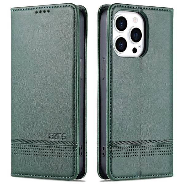 AZNS iPhone 15 Pro Max Plånboksfodral i Konstläder - Grön