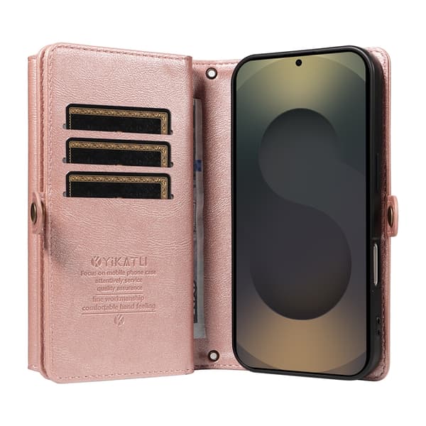 YIKATU Galaxy S25 Ultra Plånboksfodral Zipper Läder - Roséguld