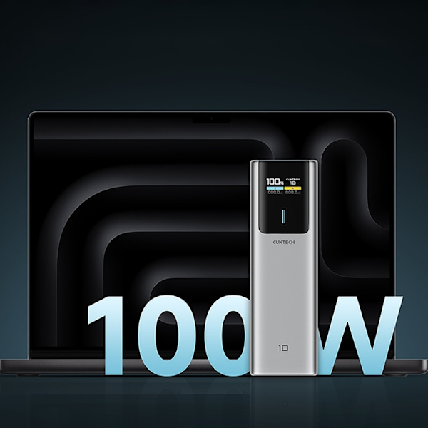Cuktech Powerbank 10000 mAh 150W USB-C USB-A - Grå Grå
