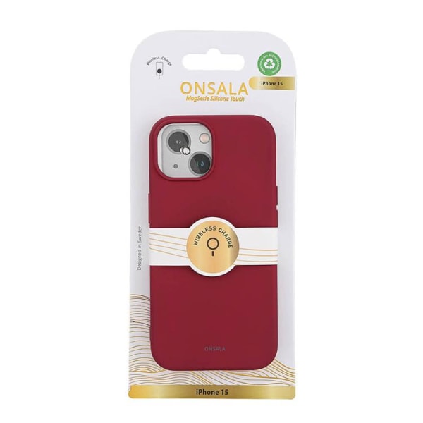 Onsala iPhone 15 -puhelinkuori MagSafe-silikoni - Deep Red