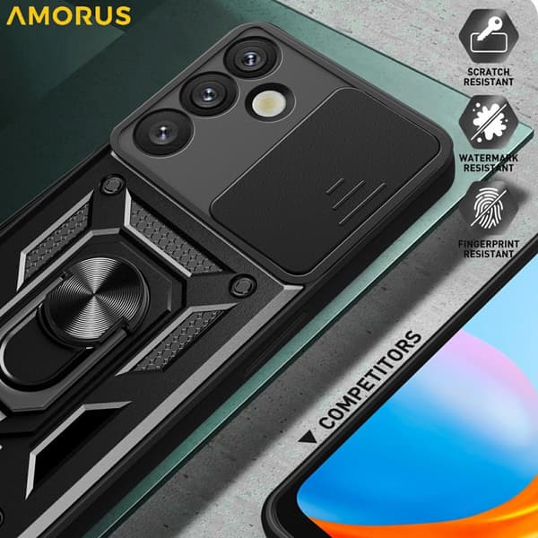 Amorus Mobilskal för Samsung Galaxy S26 Plus Kickstand PC + TPU - Silver