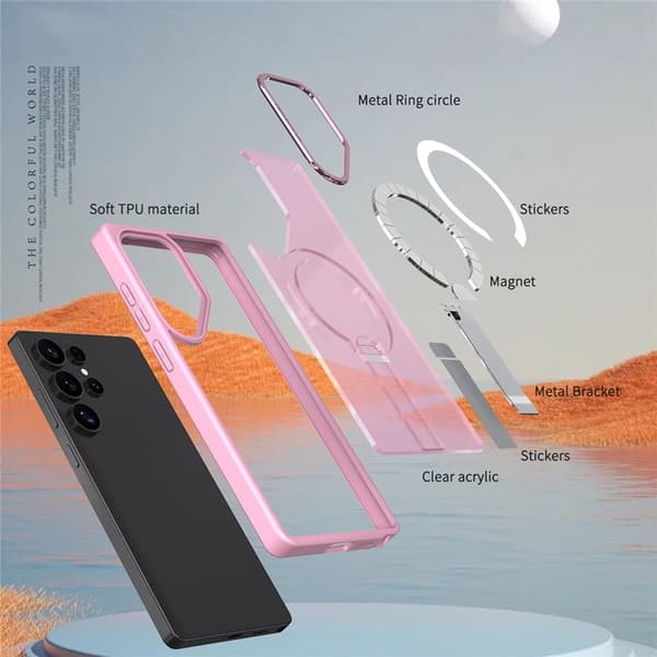 Mobilskal till Galaxy S25 Ultra MagSafe Kickstativ Acrylic Rosa