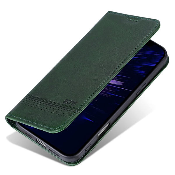 AZNS iPhone 16 Plånboksfodral Konstläder - Grön