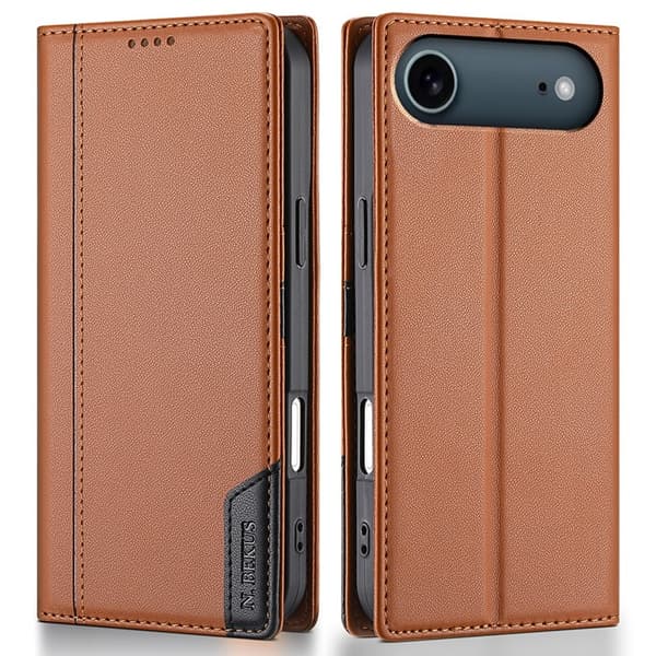 N.BEKUS iPhone Air Konstläder Plånboksfodral RFID-Skydd P3 - Brun Brun