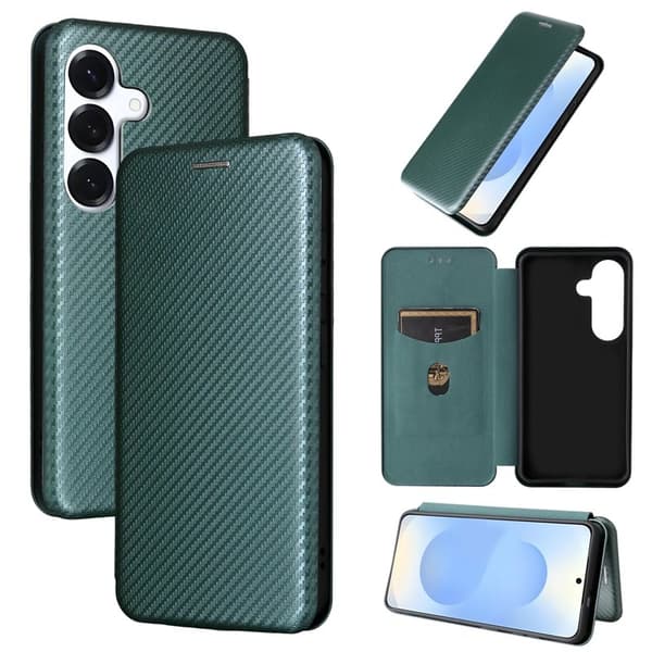 Samsung Galaxy S26/S26 Pro Skal Kolfiber PU Läder - Grön