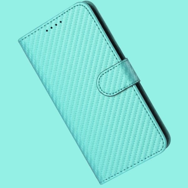 Samsung Galaxy S26 Pro Plånboksfodral Konstläder Carbonfiber - Ljusblå