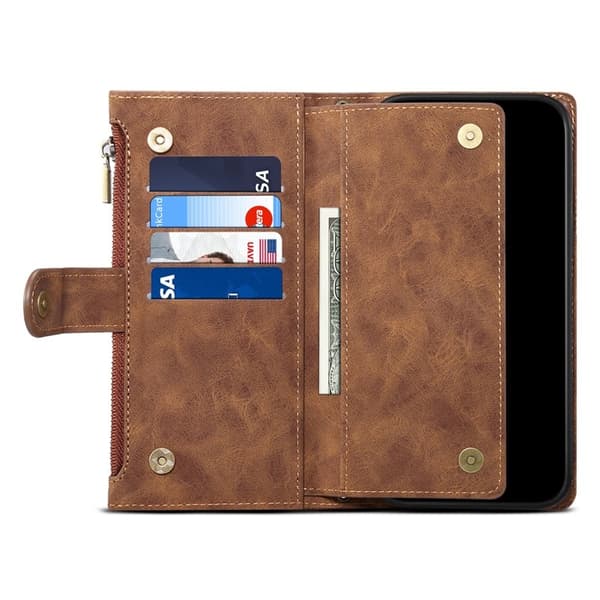 ESEBLE Star Series iPhone 16 Plånboksfodral Zipper Konstläder - Brun