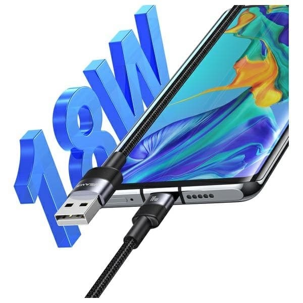 USAMS SY USB-A till USB-C Kabel 3A 1,2 m SJ718USB01 - Stål