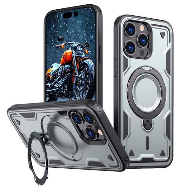 Mobilskal till iPhone 14 Pro Max Plast Militärskydd Kickstand - Grå